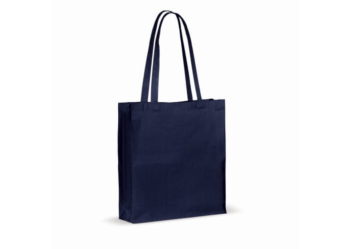 Tote bag publicitaire coton recyclé avec soufflet 140g Bleu foncé